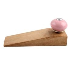 2 Pieces Pink Round Ceramic Wooden Door Stopper